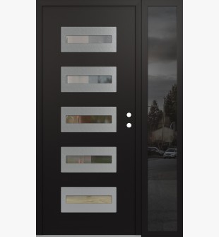 Diamond D4 52" x 80" black/black Clear Glass Panel Stainless steel LHI with Sidelite Mirrored Glass