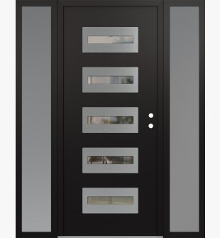 Diamond D4 64" x 80" black/black Clear Glass Panel Stainless steel LHI with 2 Sidelites frosted Glass