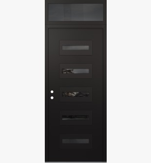 Diamond D4 36" x 96" black/black Mirrored Glass Panel black RHI with Transom Mirrored Glass