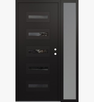 Diamond D4 52" x 80" black/black mirrored Glass Panel black LHI with Sidelite frosted Glass