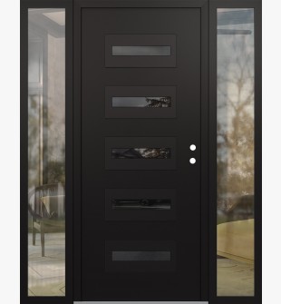 Diamond D4 60" x 80" black/black mirrored Glass Panel black LHI with 2 Sidelites clear Glass