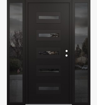 Diamond D4 64" x 80" black/black Mirrored Glass Panel black LHI with 2 Sidelites Mirrored Glass