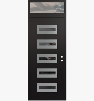 Diamond D4 36" x 96" black/black Mirrored Glass Panel stainless steel LHI with Transom clear Glass