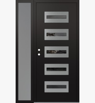 Diamond D4 50" x 80" black/black Mirrored Glass Panel stainless steel RHI with Sidelite frosted Glass