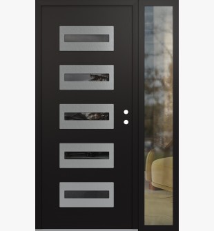 Diamond D4 52" x 80" black/black Mirrored Glass Panel stainless steel LHI with Sidelite clear Glass