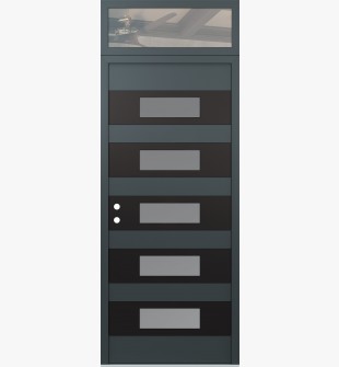 Diamond D5 36" x 96" anthracite/anthracite frosted Glass Panel black RHI with Transom clear Glass
