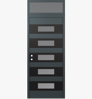 Diamond D5 36" x 96" anthracite/anthracite frosted Glass Panel black RHI with Transom frosted Glass