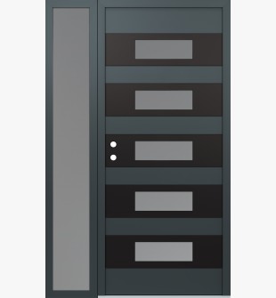 Diamond D5 48" x 80" anthracite/anthracite Frosted Glass Panel black RHI with Sidelite Frosted Glass