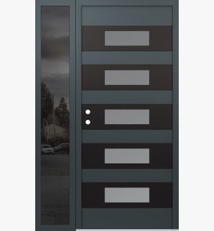 Diamond D5 50" x 80" anthracite/anthracite Frosted Glass Panel black RHI with Sidelite Mirrored Glass