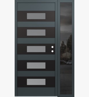 Diamond D5 48" x 80" anthracite/anthracite frosted Glass Panel black LHI with Sidelite mirrored Glass