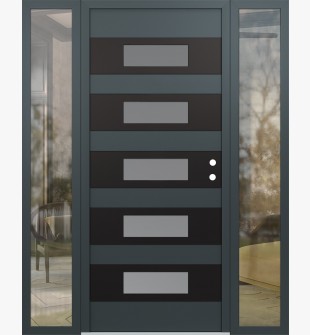 Diamond D5 60" x 80" anthracite/anthracite frosted Glass Panel black LHI with 2 Sidelites clear Glass