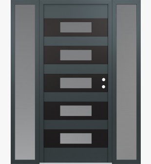 Diamond D5 64" x 80" anthracite/anthracite frosted Glass Panel black LHI with 2 Sidelites frosted Glass