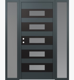 Diamond D5 68" x 80" anthracite/anthracite Frosted Glass Panel black RHI with 2 Sidelites Frosted Glass