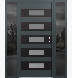 Diamond D5 64" x 80" anthracite/anthracite Frosted Glass Panel black LHI with 2 Sidelites Mirrored Glass