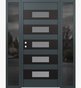 Diamond D5 64" x 80" anthracite/anthracite Frosted Glass Panel black RHI with 2 Sidelites Mirrored Glass