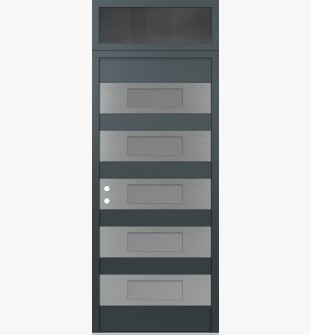 Diamond D5 36" x 96" anthracite/anthracite frosted Glass Panel stainless steel RHI with Transom mirrored Glass