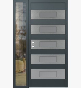 Diamond D5 48" x 80" anthracite/anthracite Frosted Glass Panel stainless steel RHI with Sidelite clear Glass