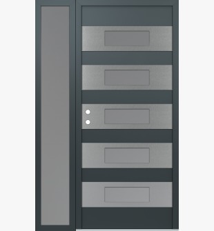 Diamond D5 48" x 80" anthracite/anthracite frosted Glass Panel stainless steel RHI with Sidelite frosted Glass