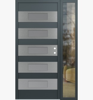 Diamond D5 52" x 80" anthracite/anthracite Frosted Glass Panel stainless steel LHI with Sidelite clear Glass