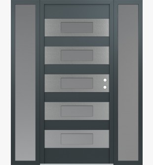 Diamond D5 64" x 80" anthracite/anthracite Frosted Glass Panel stainless steel LHI with 2 Sidelites Frosted Glass