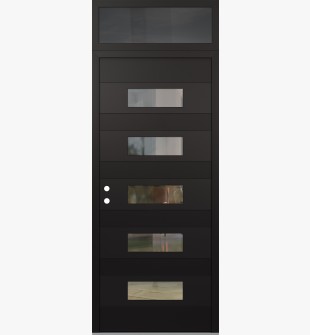 Diamond D5 36" x 96" black/black Clear Glass Panel black RHI with Transom Mirrored Glass