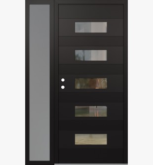 Diamond D5 50" x 80" black/black Clear Glass Panel black RHI with Sidelite frosted Glass