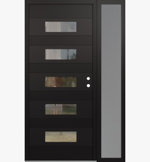 Diamond D5 50" x 80" black/black Clear Glass Panel black LHI with Sidelite frosted Glass