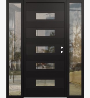 Diamond D5 60" x 80" black/black Clear Glass Panel black LHI with 2 Sidelites Clear Glass