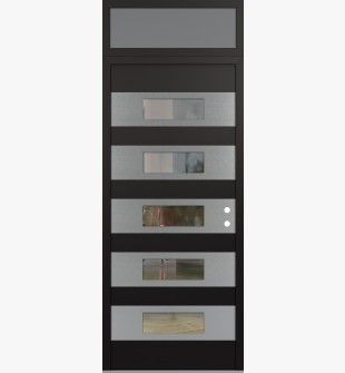 Diamond D5 36" x 96" black/black clear Glass Panel stainless steel LHI with Transom frosted Glass