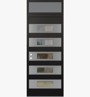 Diamond D5 36" x 96" black/black Clear Glass Panel Stainless steel RHI with Transom frosted Glass