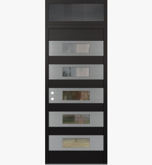 Diamond D5 36" x 96" black/black clear Glass Panel stainless steel RHI with Transom mirrored Glass