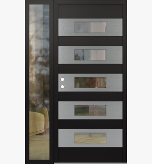 Diamond D5 48" x 80" black/black Clear Glass Panel Stainless steel RHI with Sidelite Clear Glass