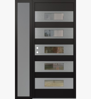 Diamond D5 48" x 80" black/black Clear Glass Panel Stainless steel RHI with Sidelite frosted Glass