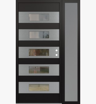 Diamond D5 48" x 80" black/black Clear Glass Panel Stainless steel LHI with Sidelite frosted Glass