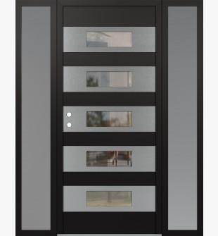Diamond D5 64" x 80" black/black Clear Glass Panel Stainless steel RHI with 2 Sidelites frosted Glass