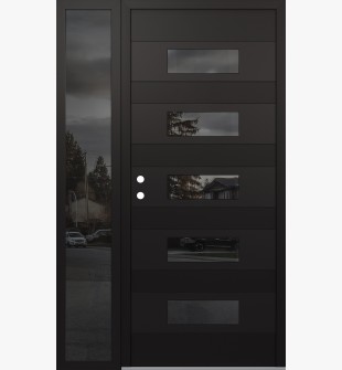 Diamond D5 50" x 80" black/black mirrored Glass Panel black RHI with Sidelite mirrored Glass
