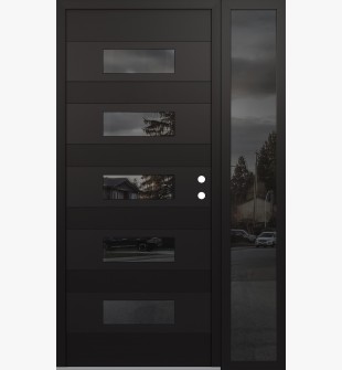Diamond D5 48" x 80" black/black Mirrored Glass Panel black LHI with Sidelite Mirrored Glass