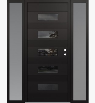 Diamond D5 60" x 80" black/black Mirrored Glass Panel black LHI with 2 Sidelites frosted Glass