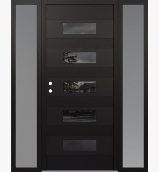 Diamond D5 64" x 80" black/black Mirrored Glass Panel black RHI with 2 Sidelites frosted Glass