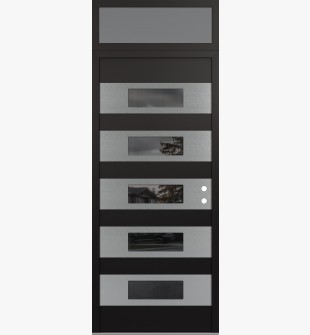 Diamond D5 36" x 96" black/black Mirrored Glass Panel stainless steel LHI with Transom frosted Glass