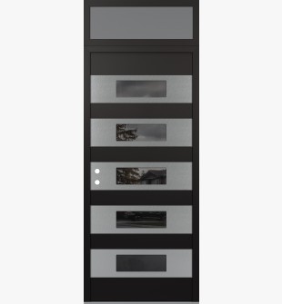 Diamond D5 36" x 96" black/black Mirrored Glass Panel stainless steel RHI with Transom frosted Glass