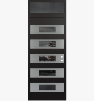 Diamond D5 36" x 96" black/black Mirrored Glass Panel stainless steel LHI with Transom Mirrored Glass