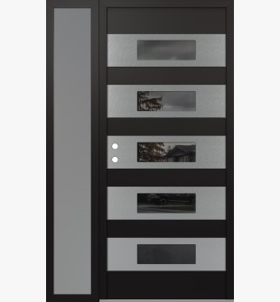 Diamond D5 48" x 80" black/black Mirrored Glass Panel stainless steel RHI with Sidelite frosted Glass