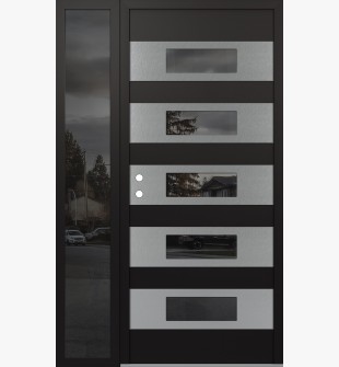 Diamond D5 48" x 80" black/black Mirrored Glass Panel stainless steel RHI with Sidelite Mirrored Glass