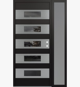 Diamond D5 48" x 80" black/black Mirrored Glass Panel stainless steel LHI with Sidelite frosted Glass