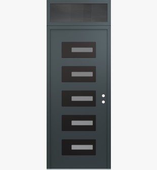 Diamond D6 36" x 96" anthracite/anthracite Frosted Glass Panel black LHI with Transom Mirrored Glass