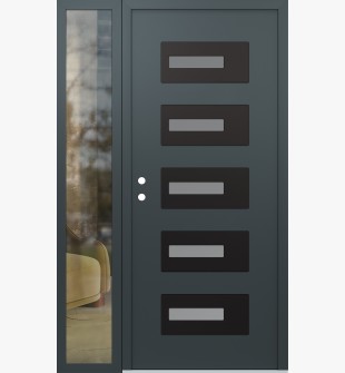 Diamond D6 52" x 80" anthracite/anthracite frosted Glass Panel black RHI with Sidelite clear Glass