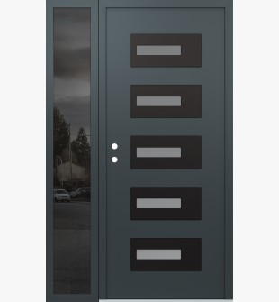 Diamond D6 50" x 80" anthracite/anthracite Frosted Glass Panel black RHI with Sidelite Mirrored Glass