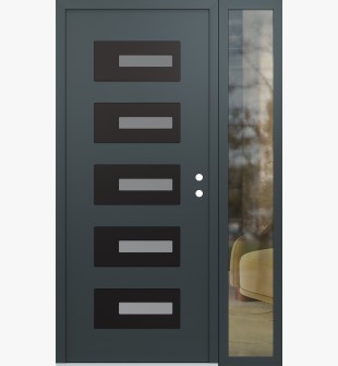 Diamond D6 48" x 80" anthracite/anthracite Frosted Glass Panel black LHI with Sidelite clear Glass