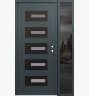 Diamond D6 50" x 80" anthracite/anthracite Frosted Glass Panel black LHI with Sidelite Mirrored Glass